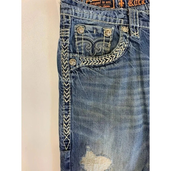 Rock Revival Men's Ethan Destroyed Distressed Slim Straight Leg Jeans Size 32x29 - Picture 11 of 16